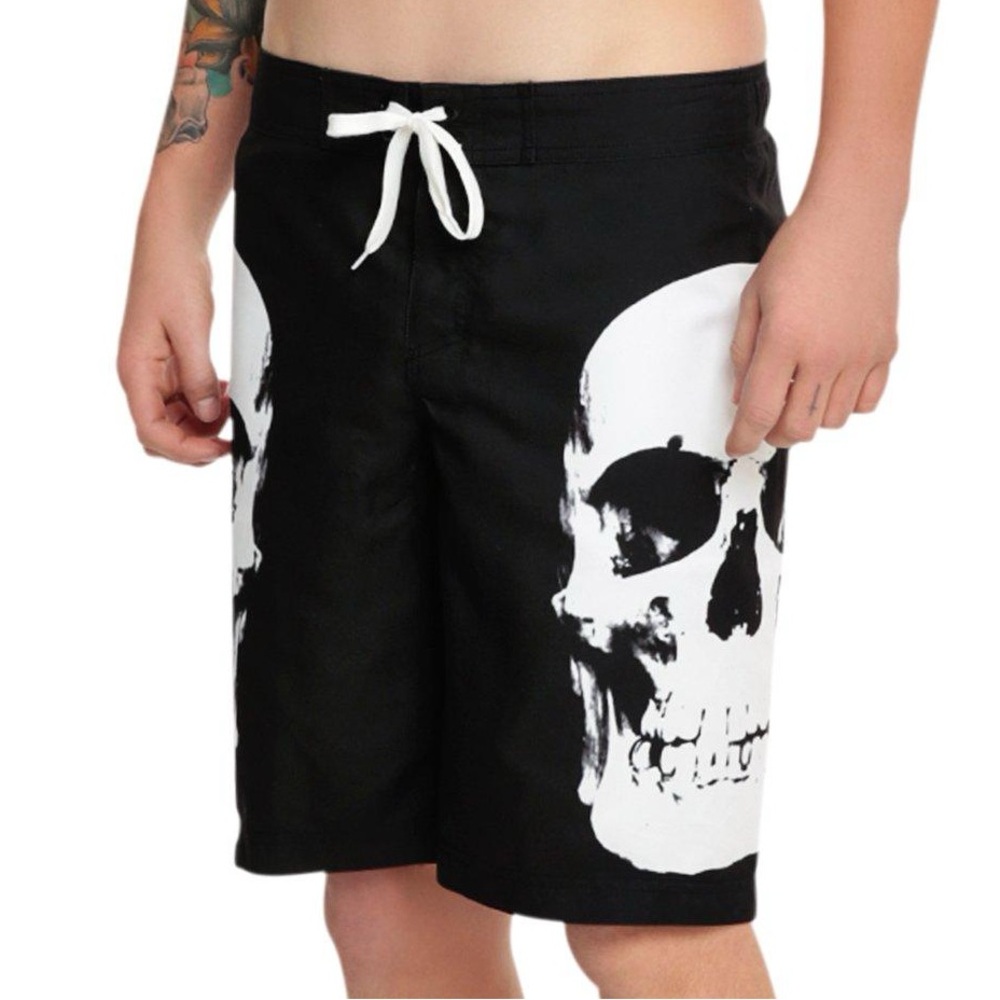 ✦ Black Skull Swim Shorts ✦